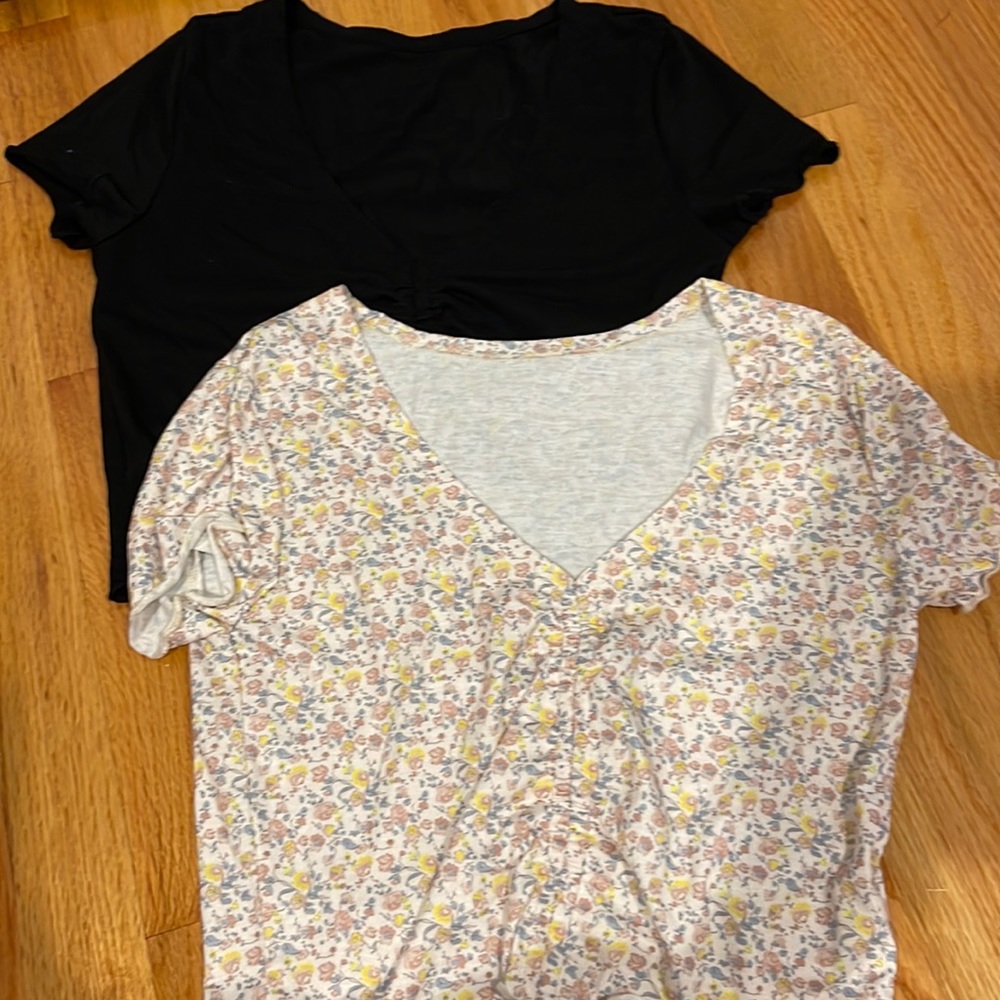 set of two scrunch front cropped t shirts